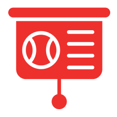 i4 Red sports presentation icon on black background.